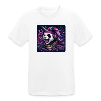 Panda mit Einhorn und Kopfhörern im Neonlook - Männer T-Shirt atmungsaktiv - Weiß - Vorne - AI Model Male 185 dark (185cm)
