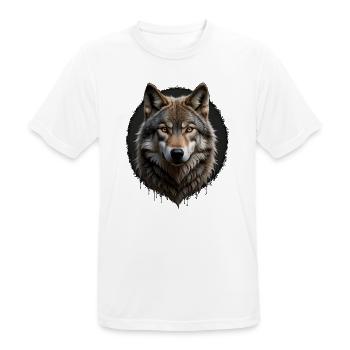 Wolfsblick Digitalporträt - Männer T-Shirt atmungsaktiv - Weiß - Vorne - AI Model Male 185 dark (185cm)