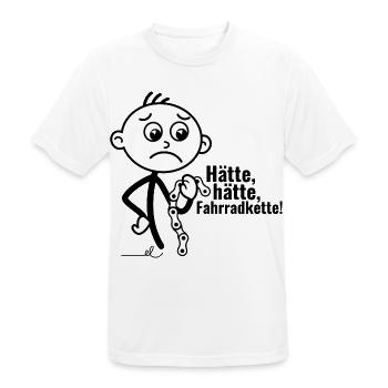 Strichel verlegen mit Fahrradkette: Hätte, hätte!! - Männer T-Shirt atmungsaktiv - Weiß - Vorne - AI Model Male 185 dark (185cm)