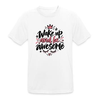 Wake Up Awesome – Süßer Morgen Spruch mit Krone - Männer T-Shirt atmungsaktiv - Weiß - Vorne - AI Model Male 185 dark (185cm)