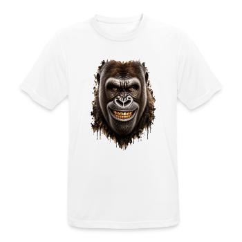 Gorilla mit goldenem Lächeln – Urbaner Stil - Männer T-Shirt atmungsaktiv - Weiß - Vorne - AI Model Male 185 dark (185cm)