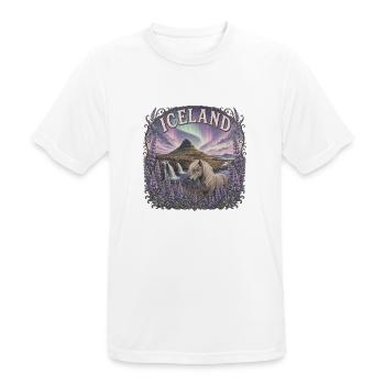 Iceland Reise – Island Nordlicht Natur - Männer T-Shirt atmungsaktiv - Weiß - Vorne - AI Model Male 185 dark (185cm)