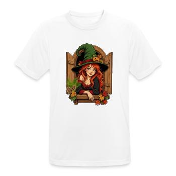 EG Hexe I Herbsthexe am Fenster I Harz Hexen Frau - Männer T-Shirt atmungsaktiv - Weiß - Vorne - AI Model Male 185 dark (185cm)