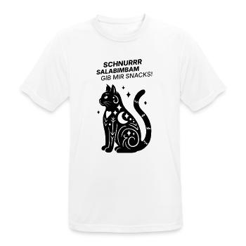 Schnurrrsalabimbam - Gib mir Snacks! - Katze - Männer T-Shirt atmungsaktiv - Weiß - Vorne - AI Model Male 185 dark (185cm)