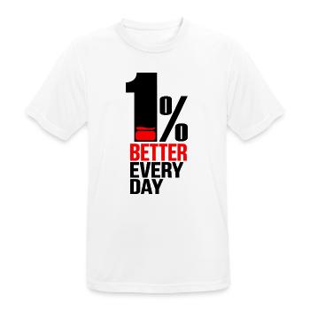 1% Besser Jeden Tag – Motivation & Mindset - Männer T-Shirt atmungsaktiv - Weiß - Vorne - AI Model Male 185 dark (185cm)