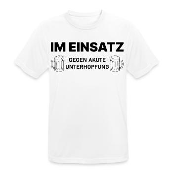Im Einsatz gegen akute Unterhopfung – Bierspruch - Männer T-Shirt atmungsaktiv - Weiß - Vorne - AI Model Male 185 dark (185cm)