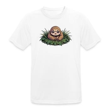 Kuschelfaultier im Blätterrausch - Männer T-Shirt atmungsaktiv - Weiß - Vorne - AI Model Male 185 dark (185cm)