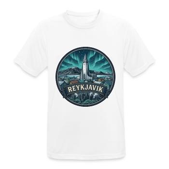 Reykjavik Island Reiseabzeichen Kirchensouvenir - Männer T-Shirt atmungsaktiv - Weiß - Vorne - AI Model Male 185 dark (185cm)