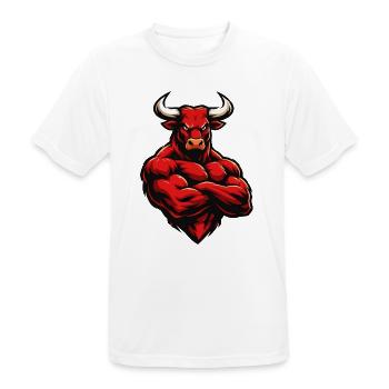 Roter Stier Muskelheld - Männer T-Shirt atmungsaktiv - Weiß - Vorne - AI Model Male 185 dark (185cm)