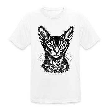 Orientalisch Kurzhaar – Black Ink Katzenporträt - Männer T-Shirt atmungsaktiv - Weiß - Vorne - AI Model Male 185 dark (185cm)