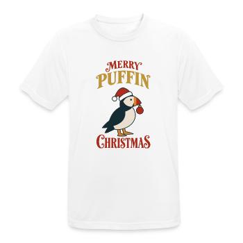 Frohe Papageitaucher Weihnachten Lustiger Weihnachtsvogel - Männer T-Shirt atmungsaktiv - Weiß - Vorne - AI Model Male 185 dark (185cm)
