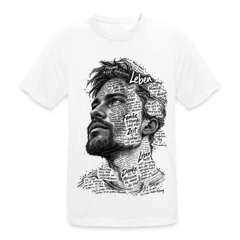 Typografisches Porträt Träume Nicht Aufgeben - Männer T-Shirt atmungsaktiv - Weiß - Vorne - AI Model Male 185 dark (185cm)