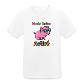 Entspannter Modus Active Funky Pig - Männer T-Shirt atmungsaktiv - Weiß - Vorne - AI Model Male 185 dark (185cm)