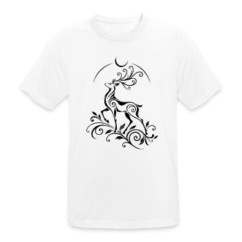 Hirsch mit Mond - Mystisches Waldmotiv - Männer T-Shirt atmungsaktiv - Weiß - Vorne - AI Model Male 185 dark (185cm)