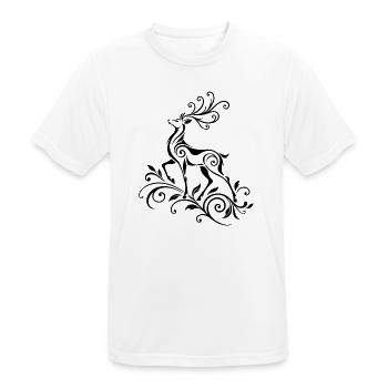 Hirsch mit Geweih - Waldtiere & Natur - Männer T-Shirt atmungsaktiv - Weiß - Vorne - AI Model Male 185 dark (185cm)
