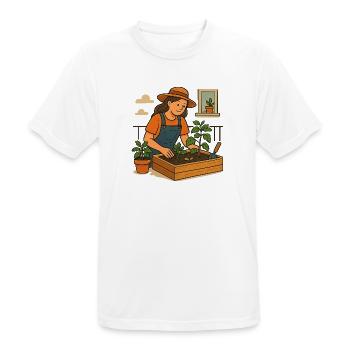 Geschenk fürs erste Balkon-Hochbeet - Männer T-Shirt atmungsaktiv - Weiß - Vorne - AI Model Male 185 dark (185cm)