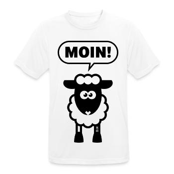 Moin! (Schaf / White / Lamm / Plattdeutsch / POS) - Männer T-Shirt atmungsaktiv - Weiß - Vorne - AI Model Male 185 dark (185cm)