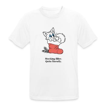 Christmas Fox versteckt sich in einem Strumpf - Männer T-Shirt atmungsaktiv - Weiß - Vorne - AI Model Male 185 dark (185cm)