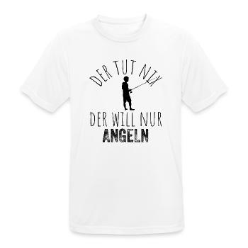 Der tut nix, der will nur angeln – Schwarz - Männer T-Shirt atmungsaktiv - Weiß - Vorne - AI Model Male 185 dark (185cm)