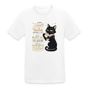  Think Before I Act Punch You Sarkasmus Humor - Männer T-Shirt atmungsaktiv - Weiß - Vorne - AI Model Male 185 dark (185cm)