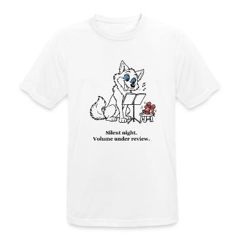 Christmas Wolf probt ein sehr lautes Lied. - Männer T-Shirt atmungsaktiv - Weiß - Vorne - AI Model Male 185 dark (185cm)