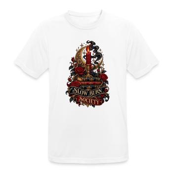 Slow Burn Society – Bücher Rosen und Kerzenschein - Männer T-Shirt atmungsaktiv - Weiß - Vorne - AI Model Male 185 dark (185cm)