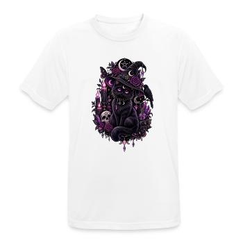 Hexenkatze mit violetten Rosen und Zaubertränken - Männer T-Shirt atmungsaktiv - Weiß - Vorne - AI Model Male 185 dark (185cm)