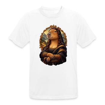 Capybara Mona Lisa – Tierische Kunstparodie - Männer T-Shirt atmungsaktiv - Weiß - Vorne - AI Model Male 185 dark (185cm)