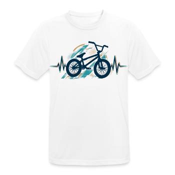 BMX Herzschlag EKG: Minimalistisches Silhouette - Männer T-Shirt atmungsaktiv - Weiß - Vorne - AI Model Male 185 dark (185cm)