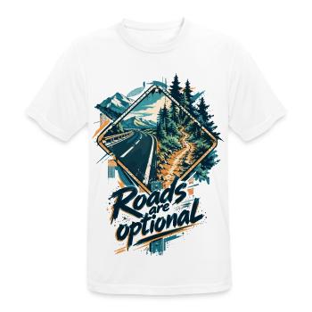 Gravel Bike Schild - Roads Are Optional Design - Männer T-Shirt atmungsaktiv - Weiß - Vorne - AI Model Male 185 dark (185cm)