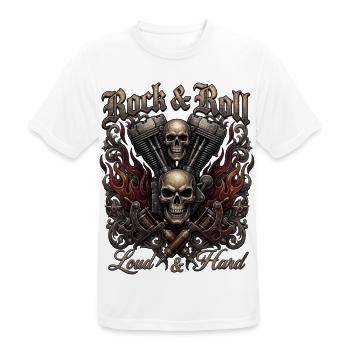 Rock & Roll Skull Flames  - Männer T-Shirt atmungsaktiv - Weiß - Vorne - AI Model Male 185 dark (185cm)