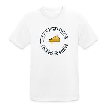 Open Raclette-Saison – Käsehumor - Männer T-Shirt atmungsaktiv - Weiß - Vorne - AI Model Male 185 dark (185cm)