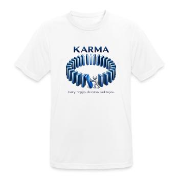 Karma Spruch Domino Effekt Alles kommt zurück - Männer T-Shirt atmungsaktiv - Weiß - Vorne - AI Model Male 185 dark (185cm)