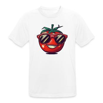 Lachende Tomate mit roter Sonnenbrille - Männer T-Shirt atmungsaktiv - Weiß - Vorne - AI Model Male 185 dark (185cm)