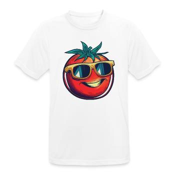 Lachende Tomate mit gelber Sonnenbrille - Männer T-Shirt atmungsaktiv - Weiß - Vorne - AI Model Male 185 dark (185cm)