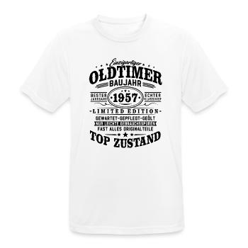 Oldtimer Baujahr 1957 Jahrgang Geburtstag Geschenk - Männer T-Shirt atmungsaktiv - Weiß - Vorne - AI Model Male 185 dark (185cm)