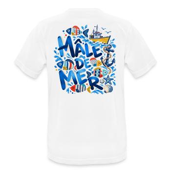 Männlicher Sea Nautical Illustrated Ocean Blue - Männer T-Shirt atmungsaktiv - Weiß - Hinten - AI Model Male 185 dark (185cm)