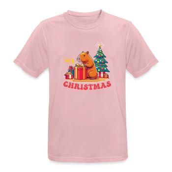 Capy Christmas Tiere süße Wasserschwein Christmas - Männer T-Shirt atmungsaktiv - Rosa - Vorne - AI Model Male 185 dark (185cm)