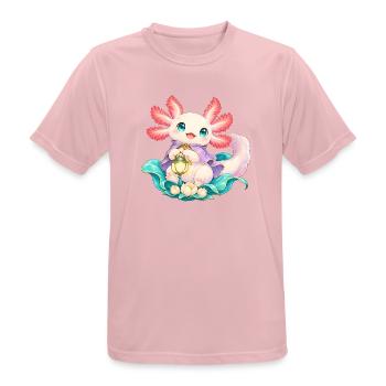 Süßer Axolotl mit Laterne | Noventra - Männer T-Shirt atmungsaktiv - Rosa - Vorne - AI Model Male 185 dark (185cm)
