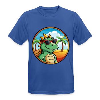 Dragon Funny Cartoon Lunettes de soleil de plage d’été cool - T-shirt respirant Homme - bleu royal - Devant - AI Model Male 185 dark (185cm)