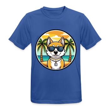 Japanischer Terrier Hund Rasse Cartoon Sonnenbrille Strand - Männer T-Shirt atmungsaktiv - Royalblau - Vorne - AI Model Male 185 dark (185cm)