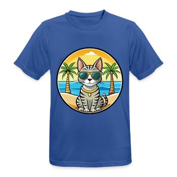 Ägyptische Mau-Katzenrasse Cartoon-Sonnenbrille Strand - Männer T-Shirt atmungsaktiv - Royalblau - Vorne - AI Model Male 185 dark (185cm)