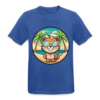 Pixie Bob Katzenrasse Cartoon Sonnenbrille Strand - Männer T-Shirt atmungsaktiv - Royalblau - Vorne - AI Model Male 185 dark (185cm)