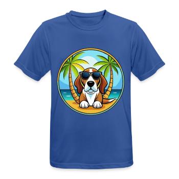 Basset Artesien Normand Hunderasse Cartoon Beach - Männer T-Shirt atmungsaktiv - Royalblau - Vorne - AI Model Male 185 dark (185cm)