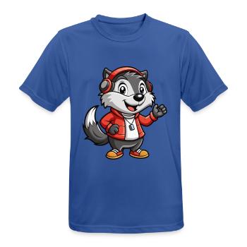Dachs Lustige Zeichentrickfigur Kopfhörer Musik - Männer T-Shirt atmungsaktiv - Royalblau - Vorne - AI Model Male 185 dark (185cm)