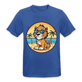 Liger Hybrid Lion Tiger Cat Breed Cartoon Beach - Men's Breathable T-Shirt - royal blue - Front - AI Model Male 185 dark (185cm)