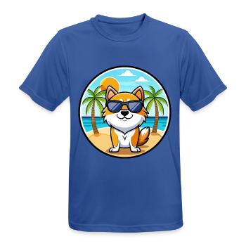 Hokkaido Dog Breed Cartoon Sunglasses Beach - Men's Breathable T-Shirt - royal blue - Front - AI Model Male 185 dark (185cm)