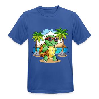 Turtle Funny Cartoon Summer Beach Sunglasses - Men's Breathable T-Shirt - royal blue - Front - AI Model Male 185 dark (185cm)