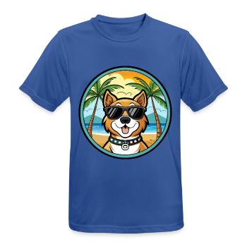 Cao De Castro Laboreiro Hunderasse Cartoon Strand - Männer T-Shirt atmungsaktiv - Royalblau - Vorne - AI Model Male 185 dark (185cm)