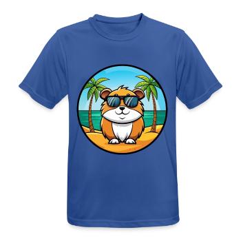 Cochon d’Inde Drôle Dessin Animé Plage Été Lunettes de soleil - T-shirt respirant Homme - bleu royal - Devant - AI Model Male 185 dark (185cm)